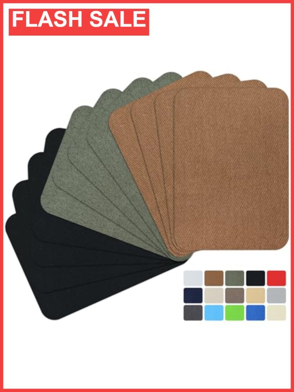 12pc Iron-On Fabric Repair Patches Cotton Denim Mending Jeans Clothing